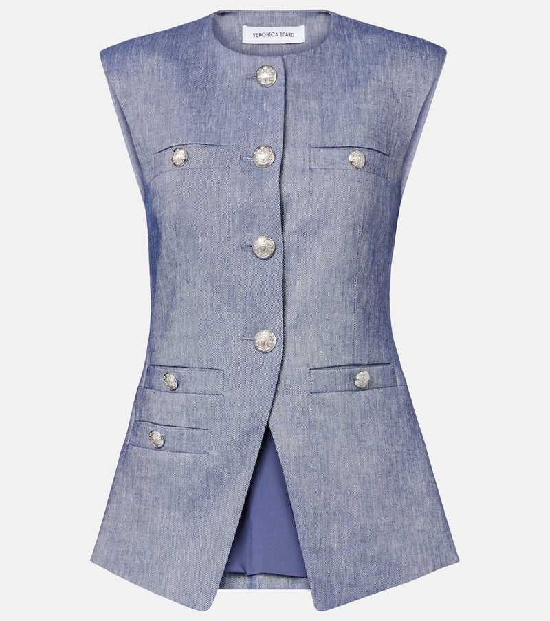 Veronica Beard Tamara linen-blend vest in Blue