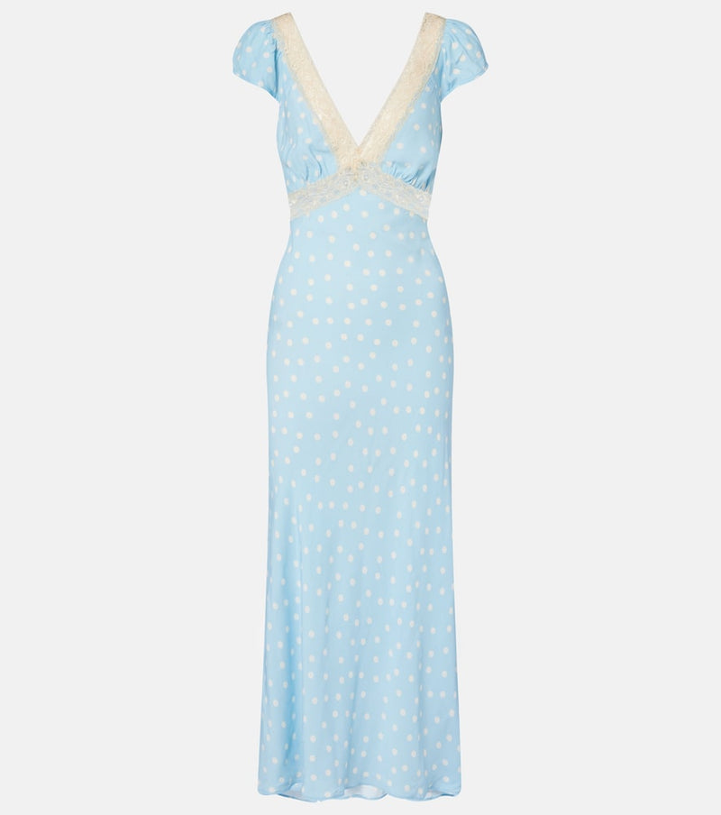 Rixo Iggy lace-trimmed polka-dot midi dress