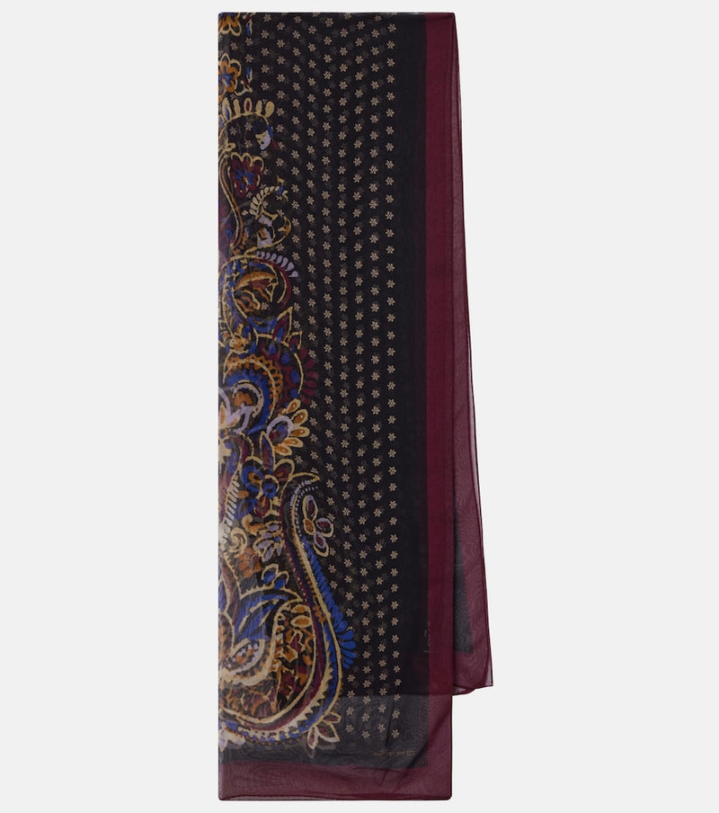 Etro Tosca paisley silk scarf in Black