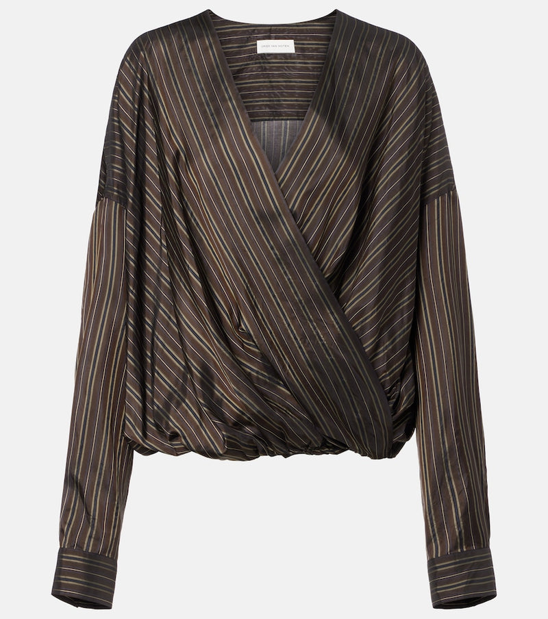 Dries Van Noten Striped draped wrap top