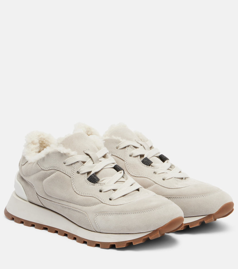 Brunello Cucinelli Shearling-lined suede low-top sneakers