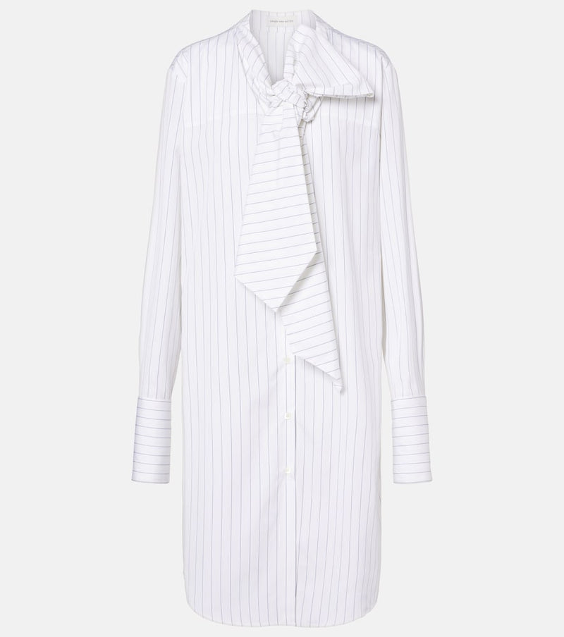 Dries Van Noten Striped tie-neck cotton minidress