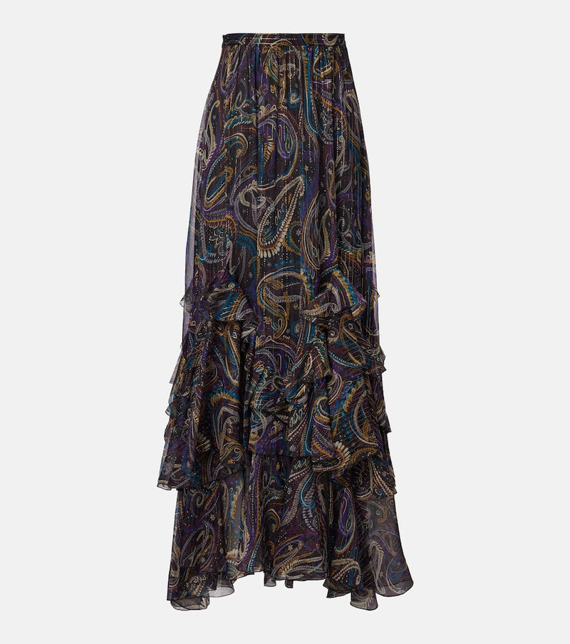 Etro Paisley plisse silk-blend maxi skirt