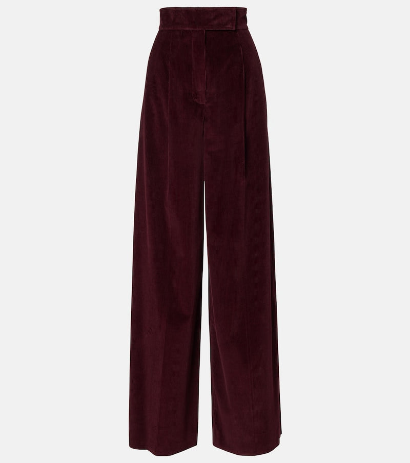 Max Mara High-rise cotton corduroy wide-leg pants in Burgundy