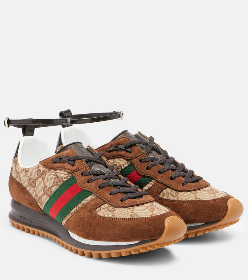 Gucci Re-Motion suede-trimmed sneakers in Brown