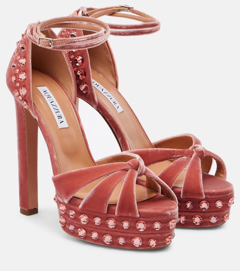 Aquazzura Cosmic Love 130 velvet platform sandals