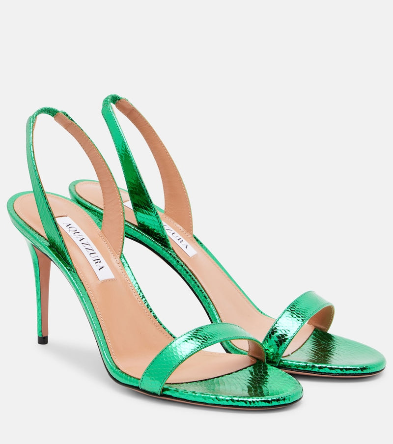 Aquazzura So Nude 85 snake-effect leather sandals
