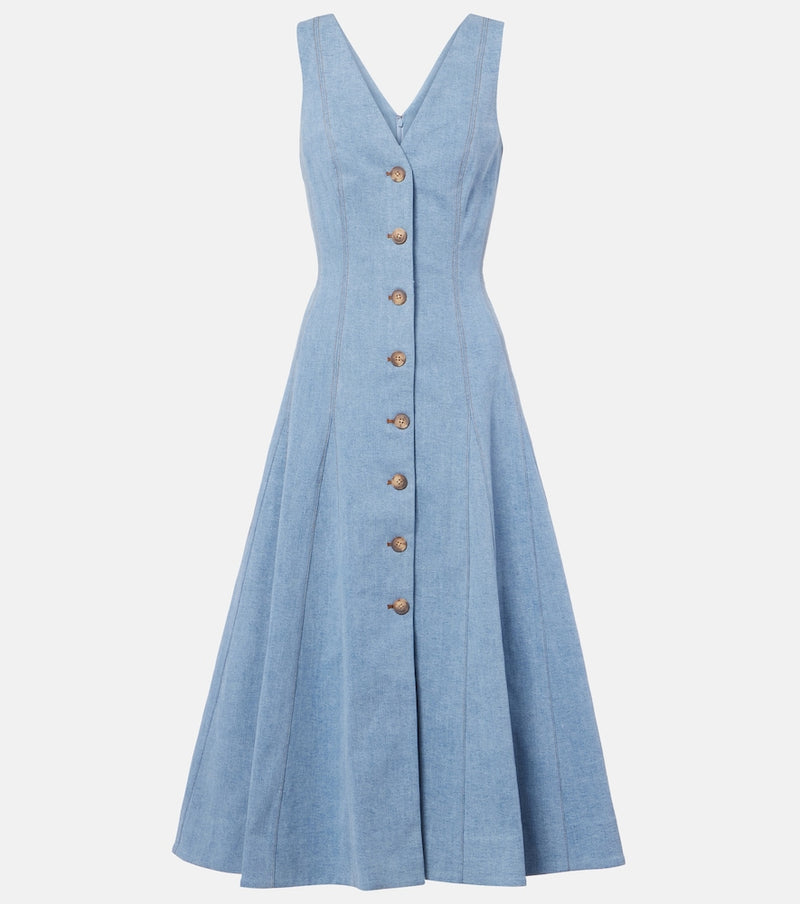 Veronica Beard Lou pleated denim midi dress