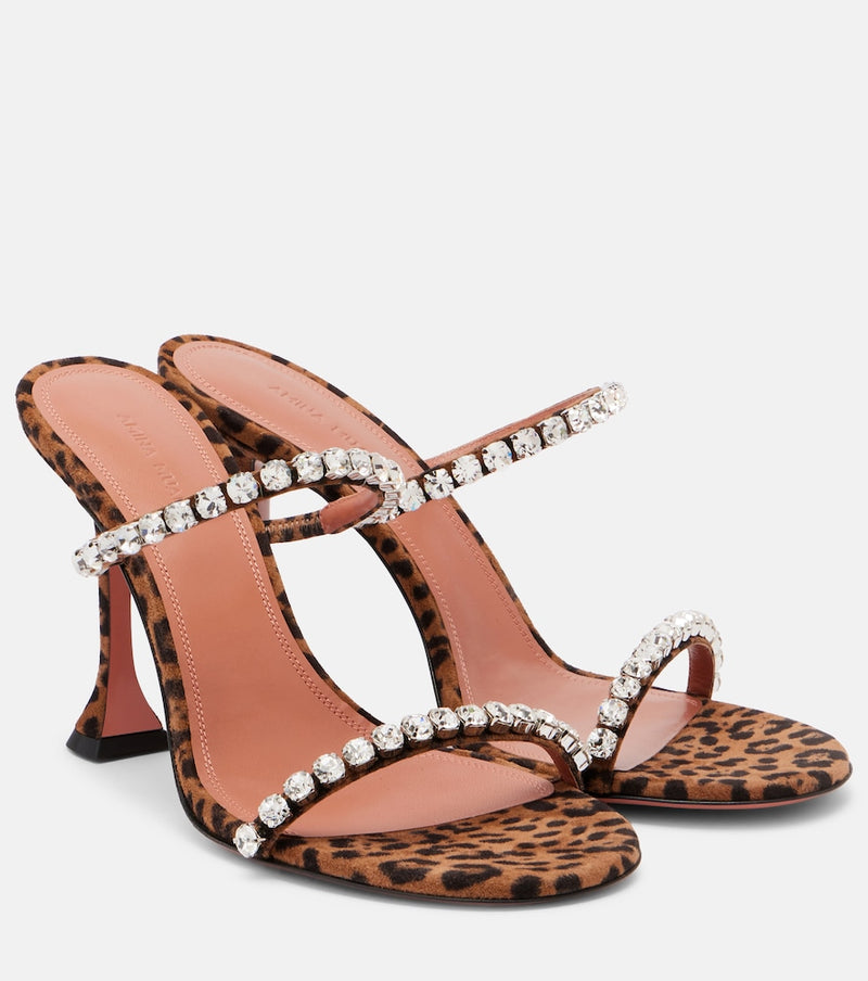 Amina Muaddi Gigi 95 leopard-print suede mules