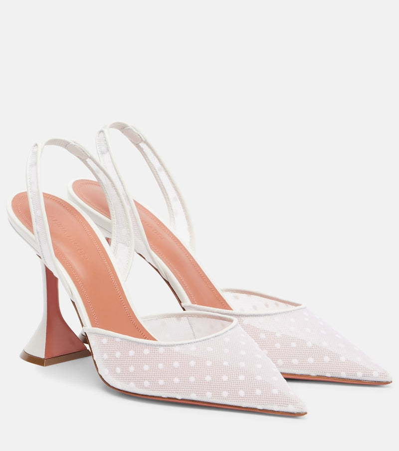 Amina Muaddi Holli 95 point d\'esprit slingback pumps