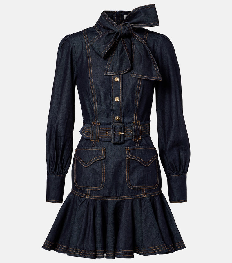 Zimmermann Bow-detail cotton denim minidress