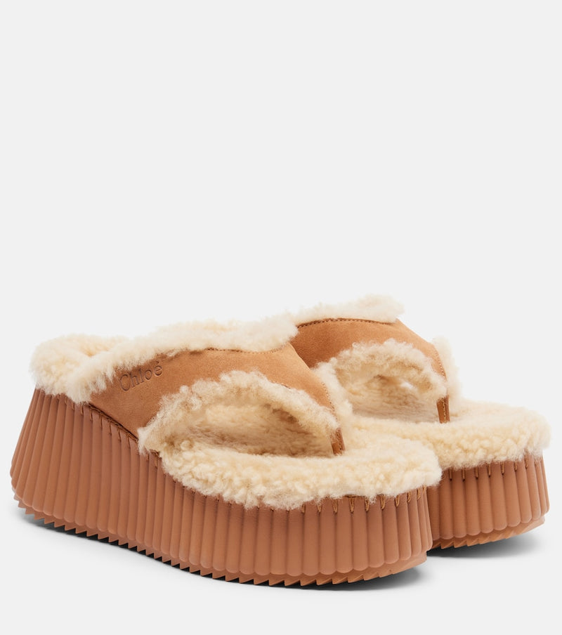 Chloe Nama 80 suede platform thong sandals