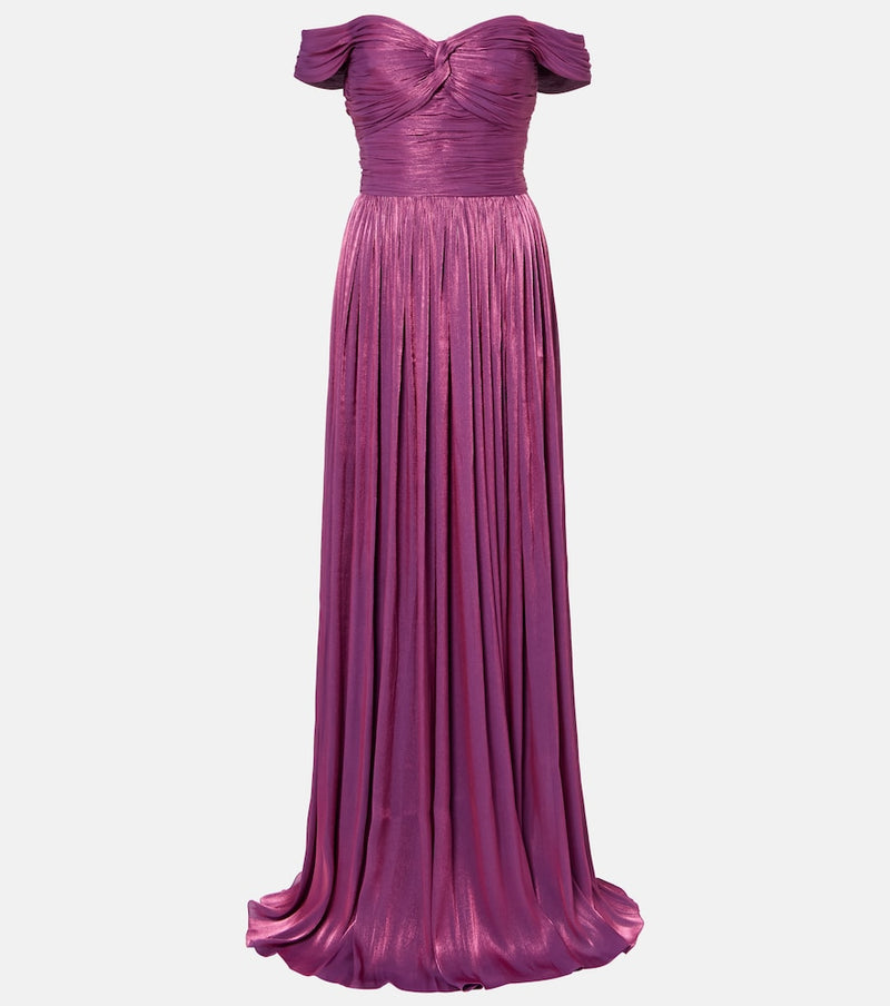Costarellos Ruched off-shoulder gown