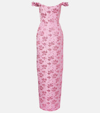 Markarian Yolanda floral off-shoulder brocade gown