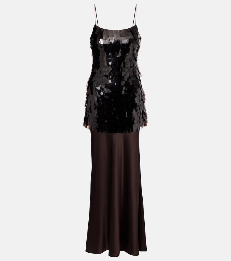 Staud Mesa sequined satin gown
