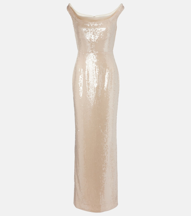 Roland Mouret Sequined off-shoulder gown