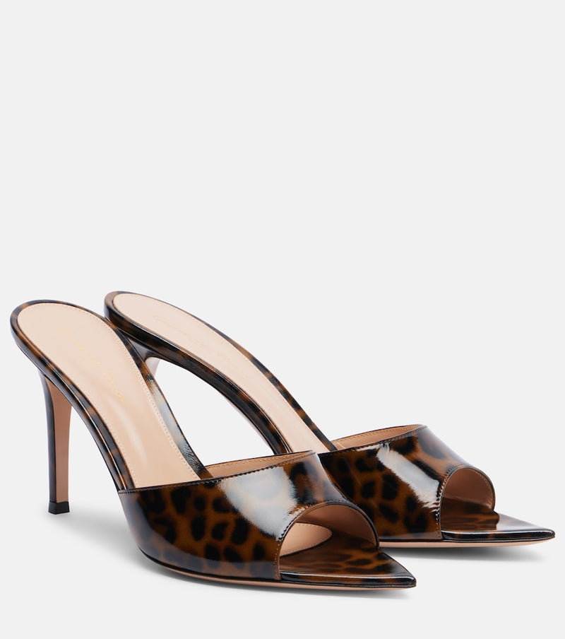 Gianvito Rossi Elle 85 leopard-print patent leather sandals