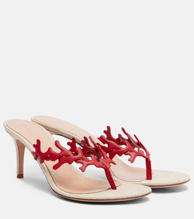 Gianvito Rossi Ocean canvas and leather thong sandals