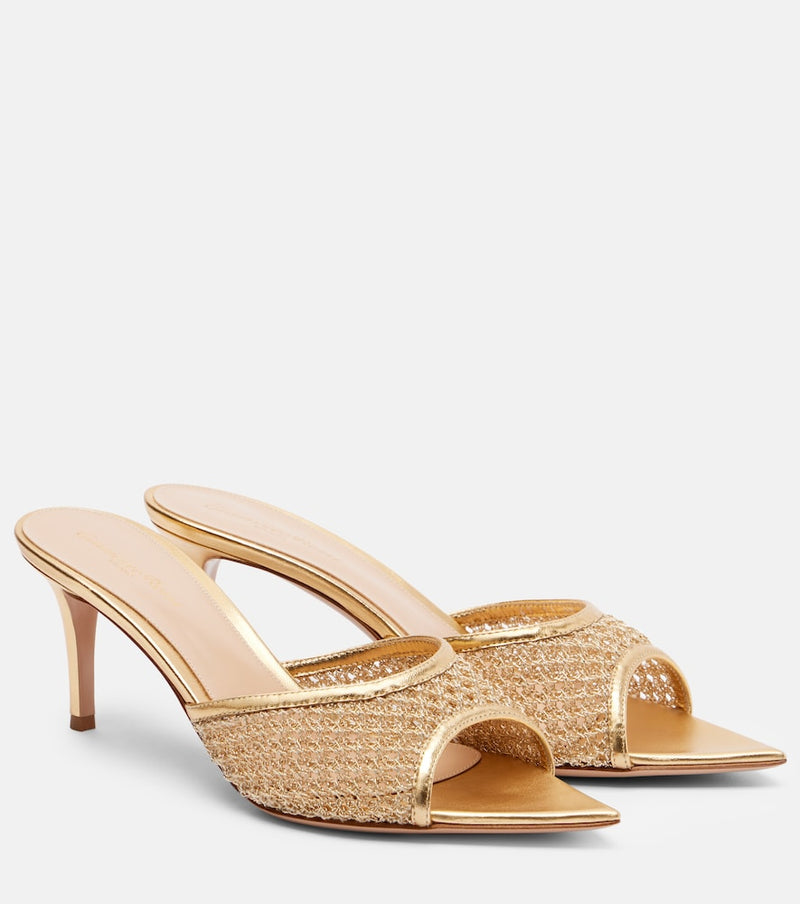 Gianvito Rossi Dorotea metallic leather-trimmed mules