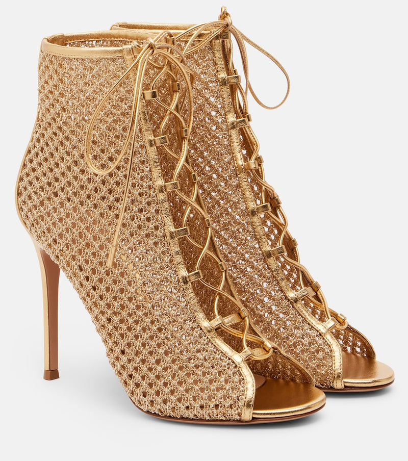 Gianvito Rossi 105 metallic leather-trimmed sandals