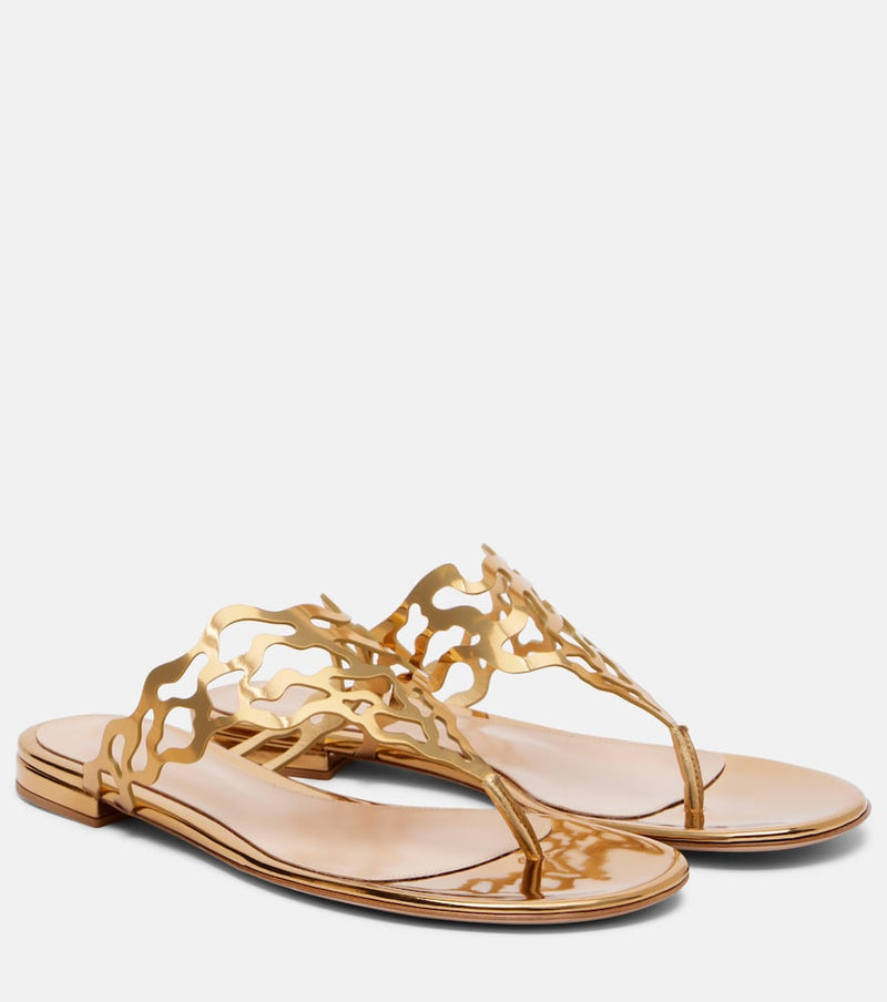 Gianvito Rossi Metallic-leather sandals in Mekong