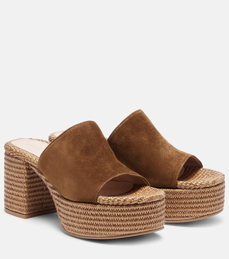 Gianvito Rossi Suede platform espadrille mules