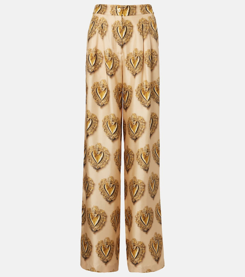 Dolce & Gabbana Printed high-rise silk palazzo pants