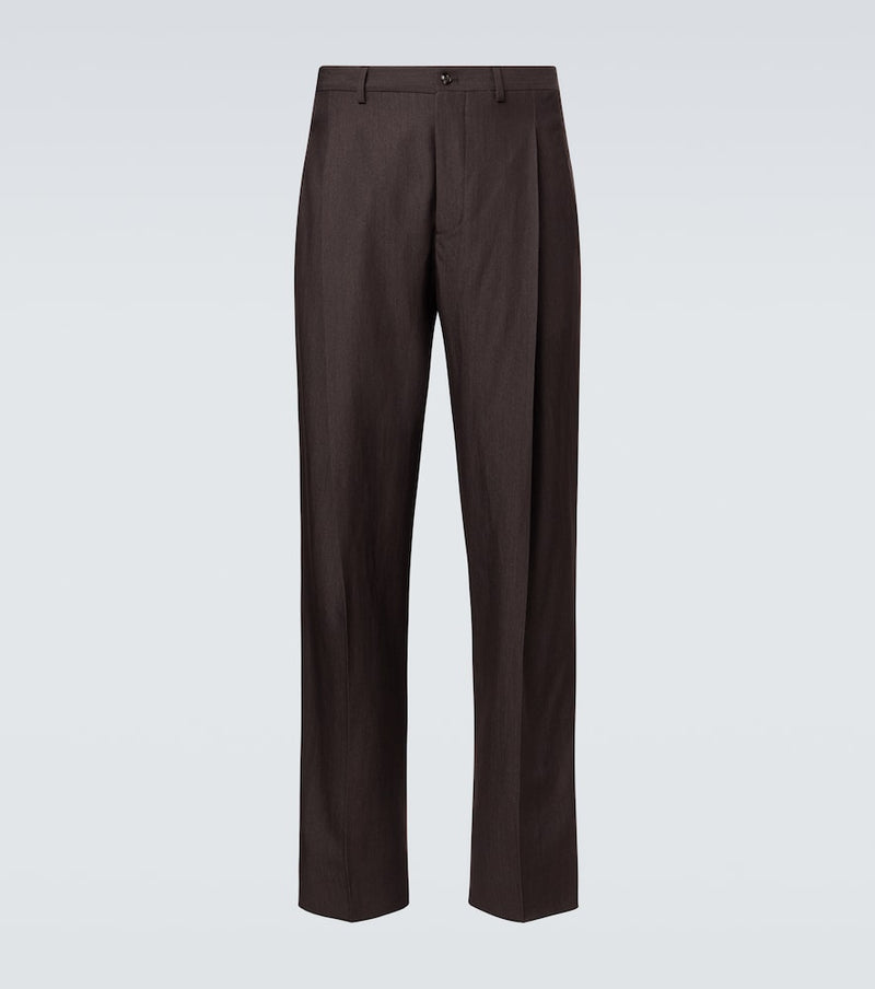 Giorgio Armani Wool, abaca, and silk wide-leg pants