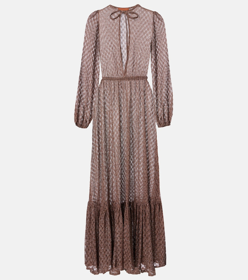 Missoni Open-knit lame maxi dress
