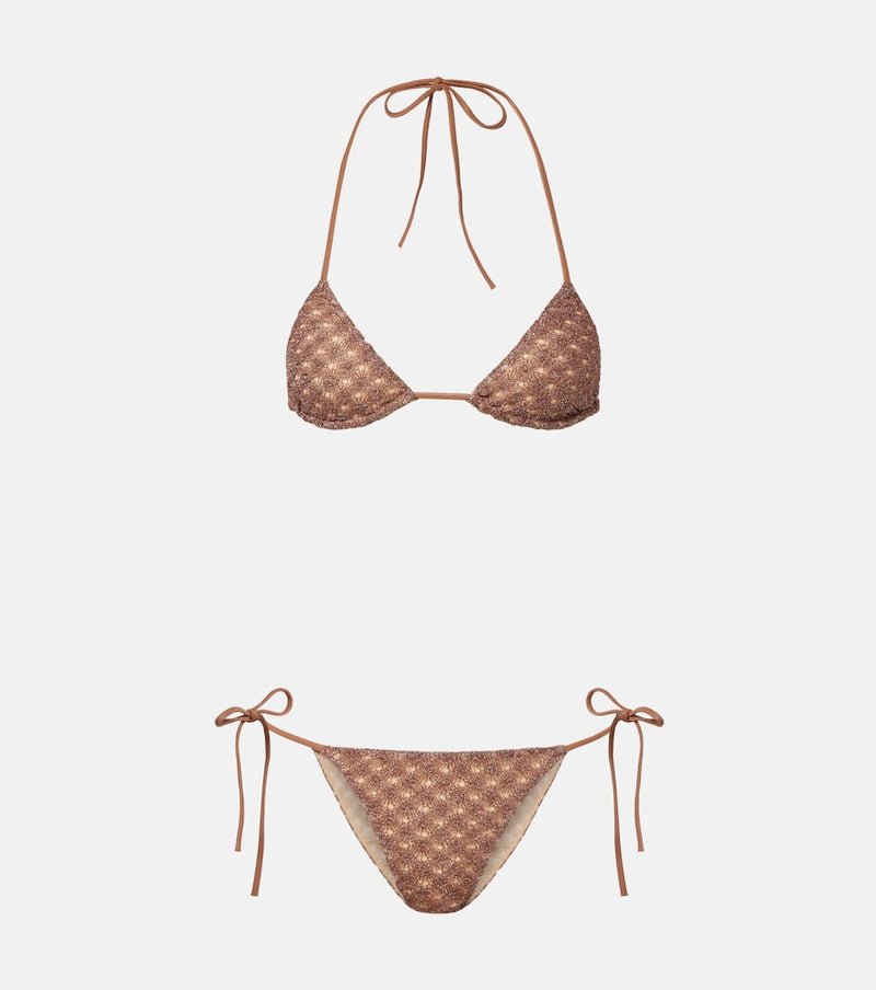 Missoni Open-knit lame bikini