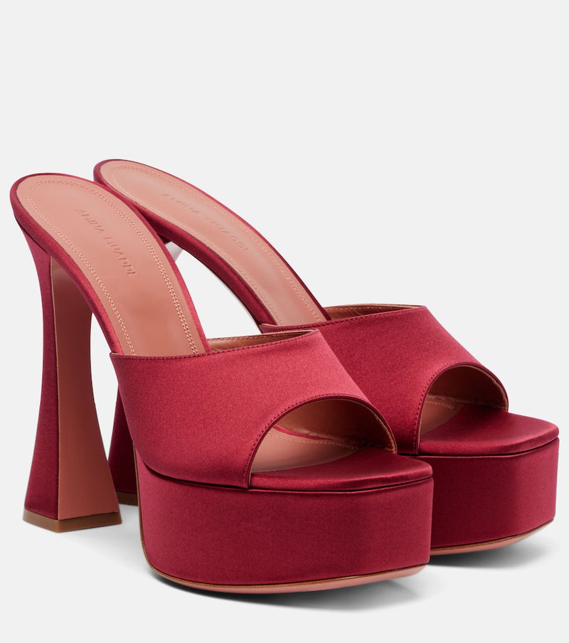 Amina Muaddi Dalida 140 satin platform mules