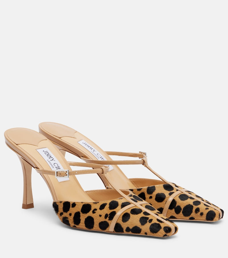 Jimmy Choo x Conner Ives Gloria 85 calf hair mules in Beige
