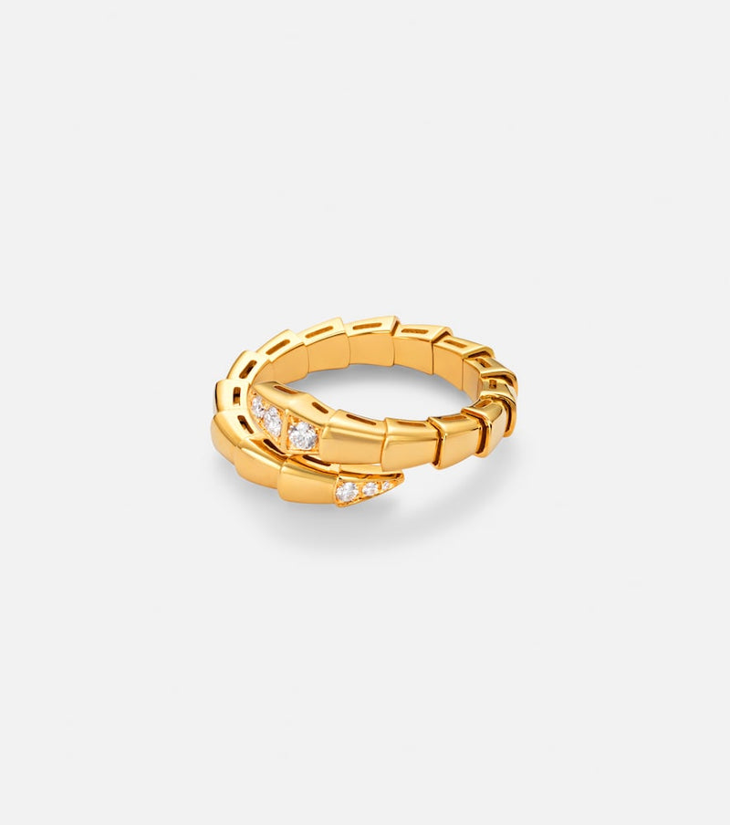 Bvlgari Serpenti Viper 18kt gold ring with diamonds