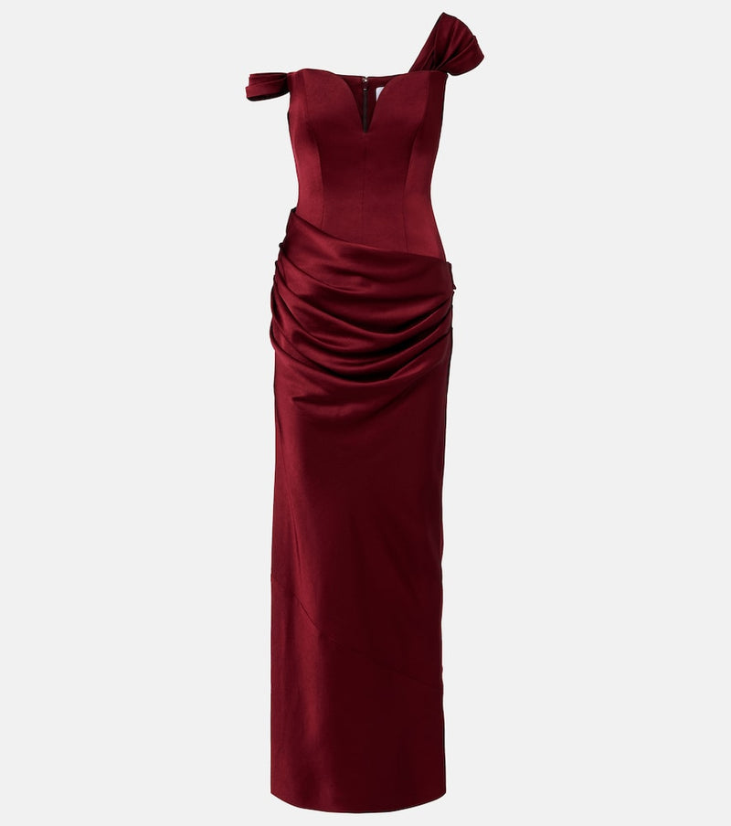 Alex Perry Draped crepe satin bustier gown