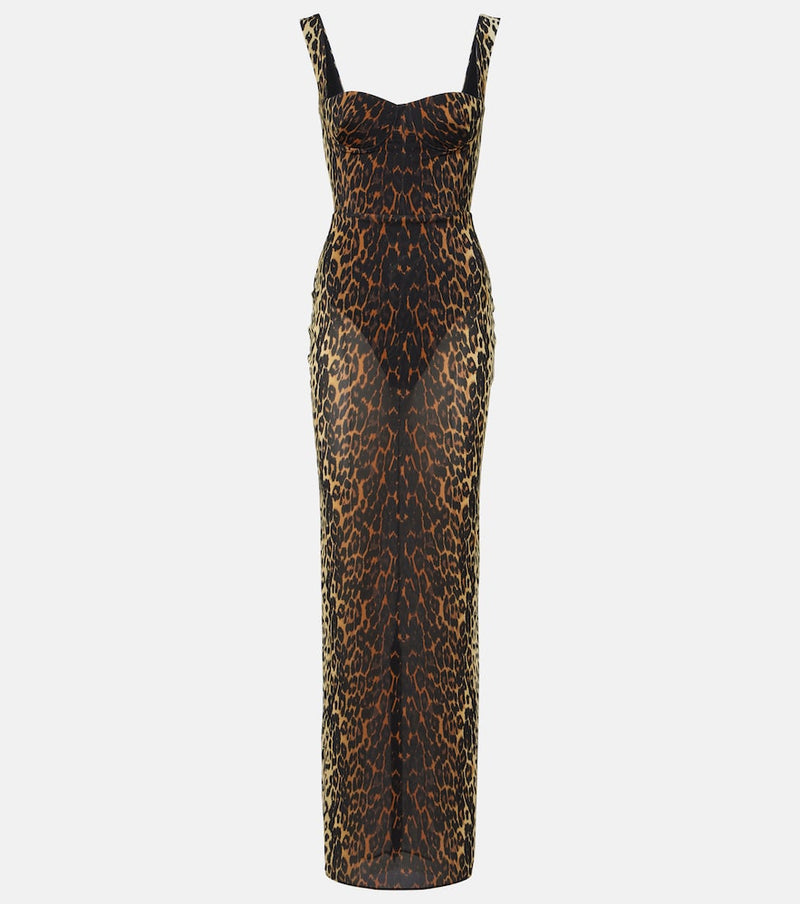 Alex Perry Leopard-print mesh gown