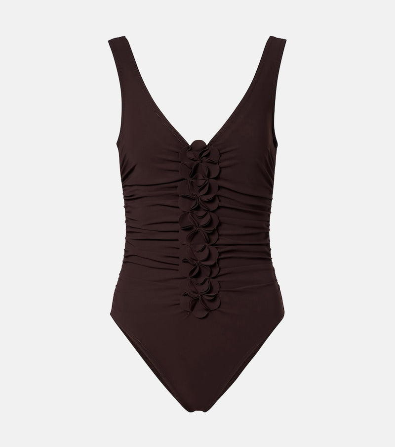Karla Colletto Tess floral-applique swimsuit