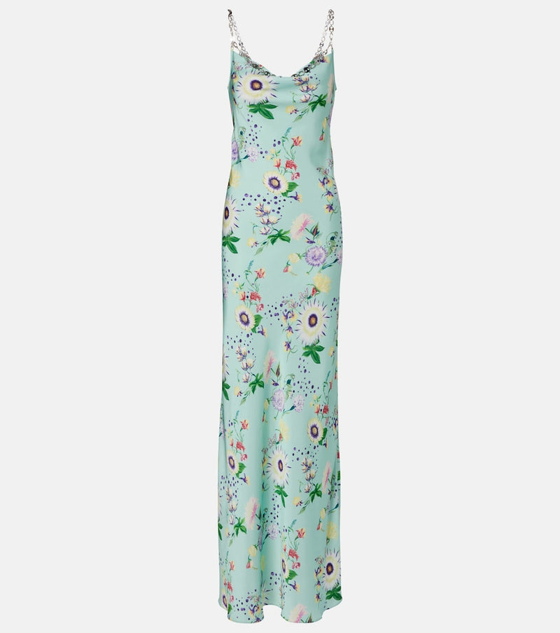 Rabanne Chain-detail floral maxi dress