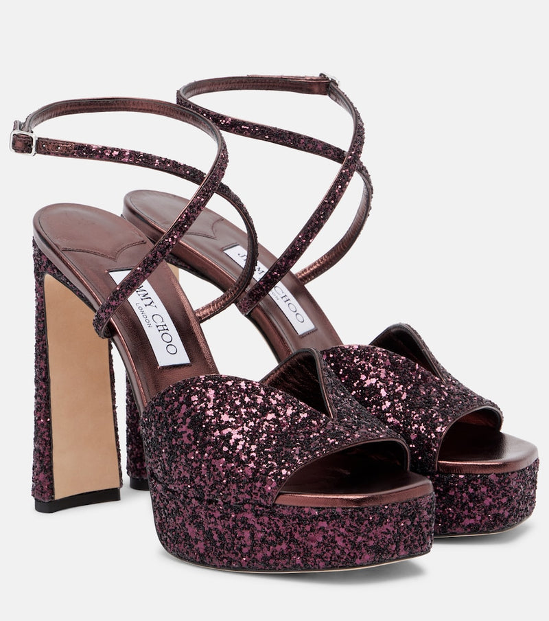 Jimmy Choo Karli 125 glitter platform sandals