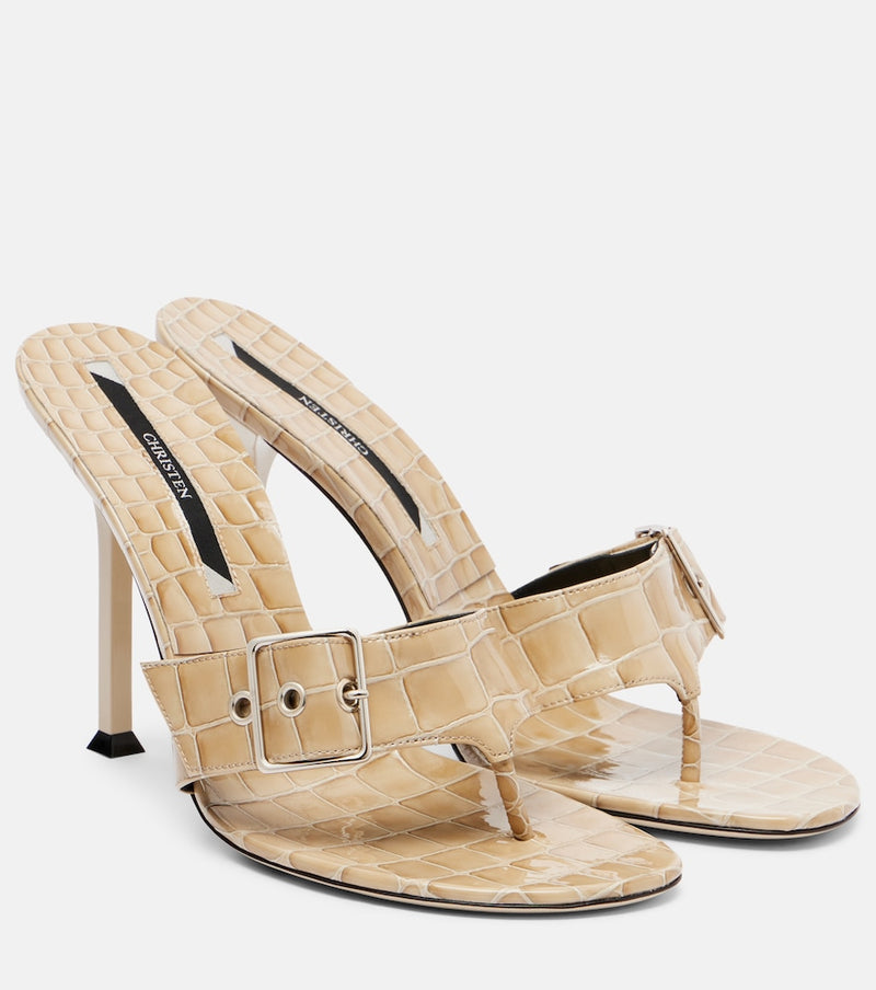 Christen Helix 95 croc-effect patent leather mules