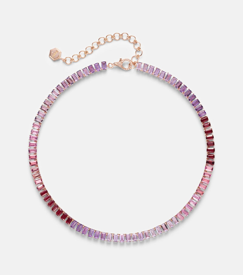 Shay Jewelry Ombre Eternity 18kt rose gold necklace with sapphires