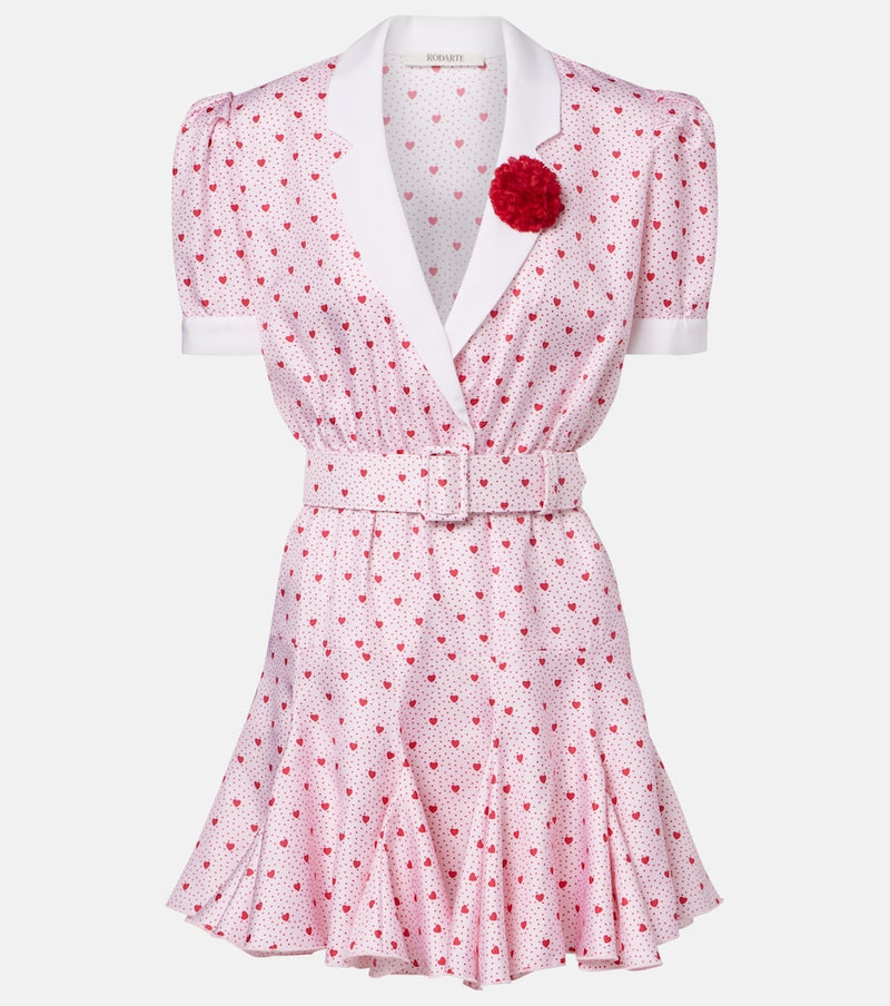 Rodarte Printed silk twill minidress