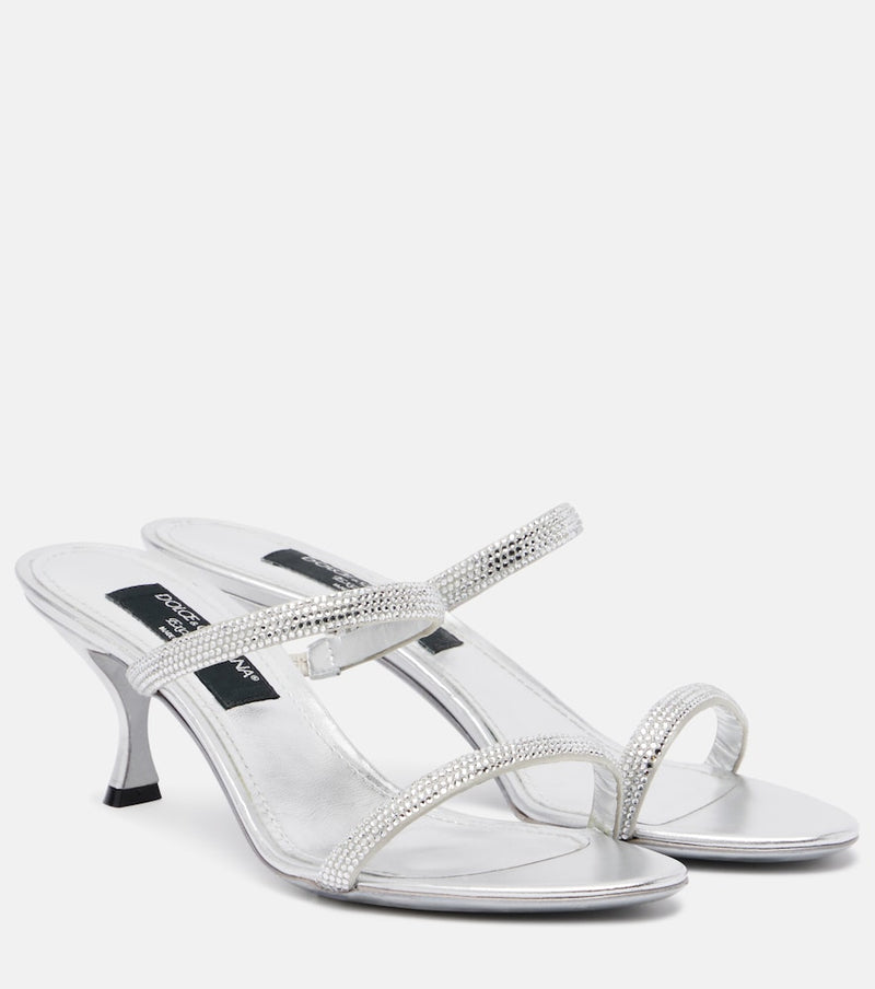 Dolce & Gabbana 60 crystal-embellished satin mules