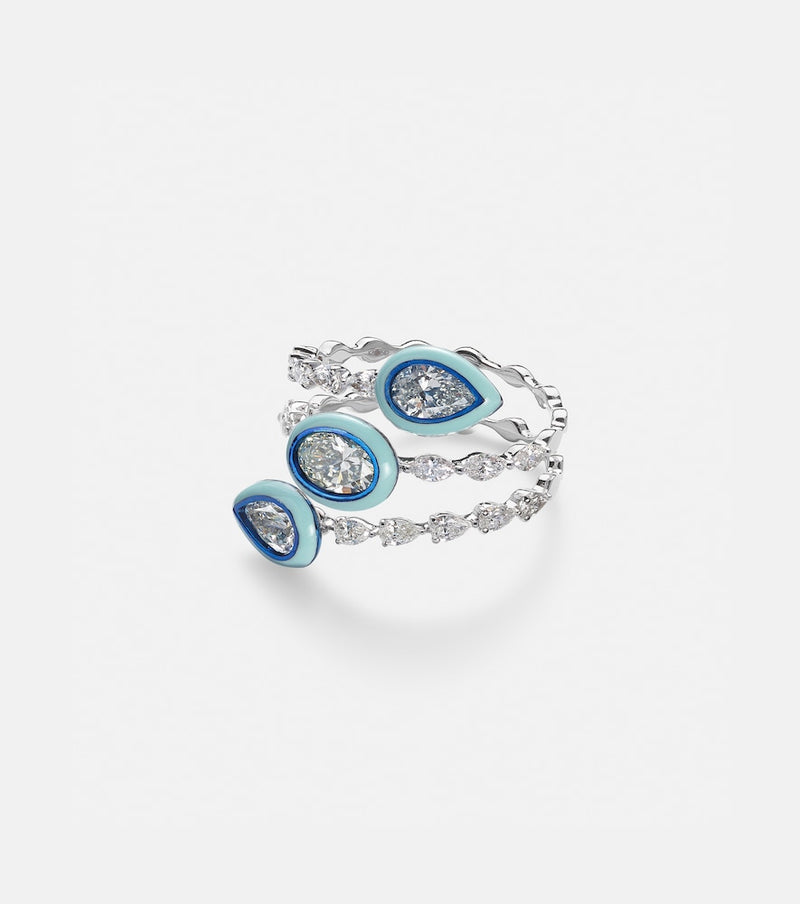 Kamyen Saturn 18kt white gold ring with diamonds