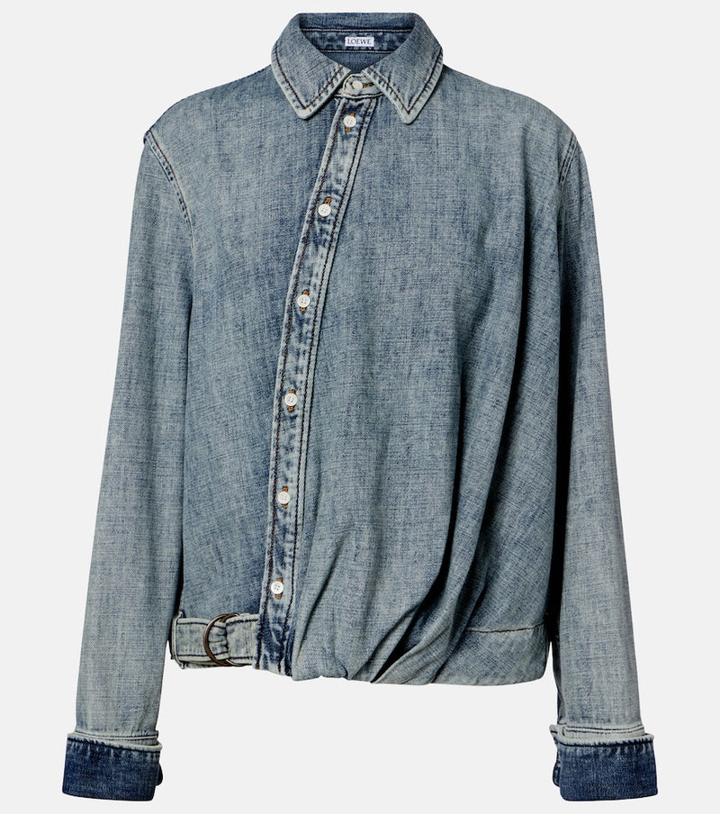 Loewe Draped belted denim shirt