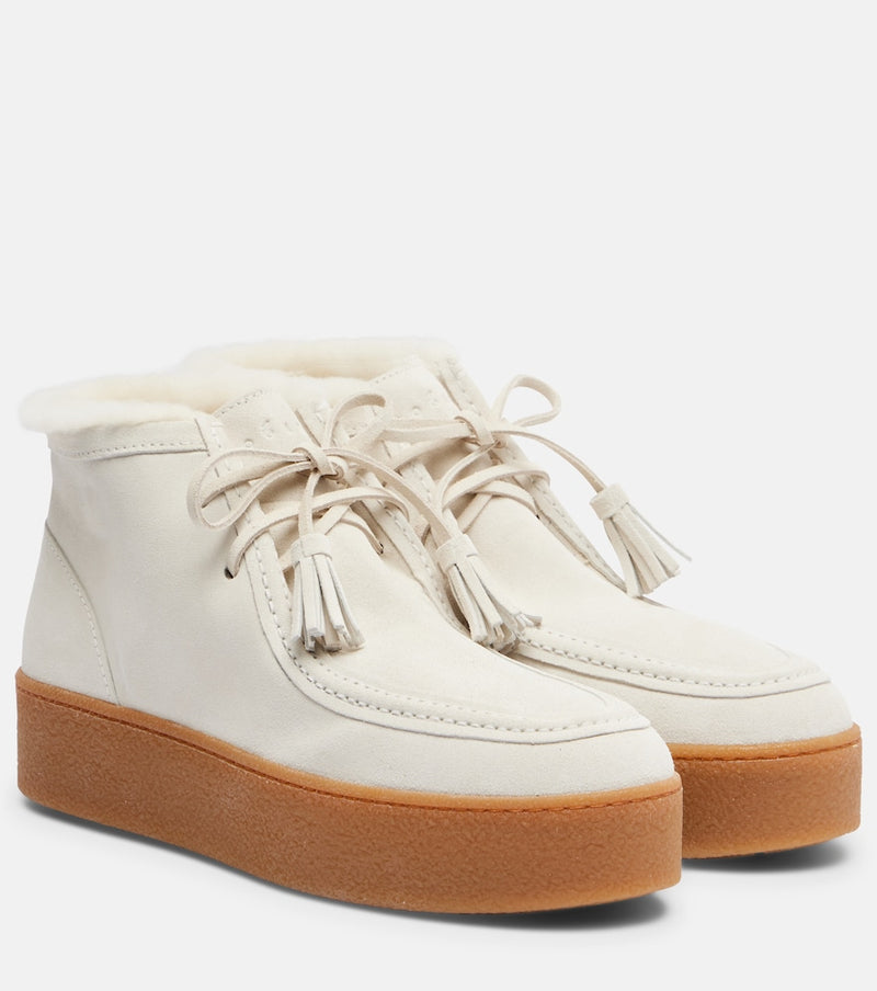 Hogan Shearling-trimmed suede ankle boots