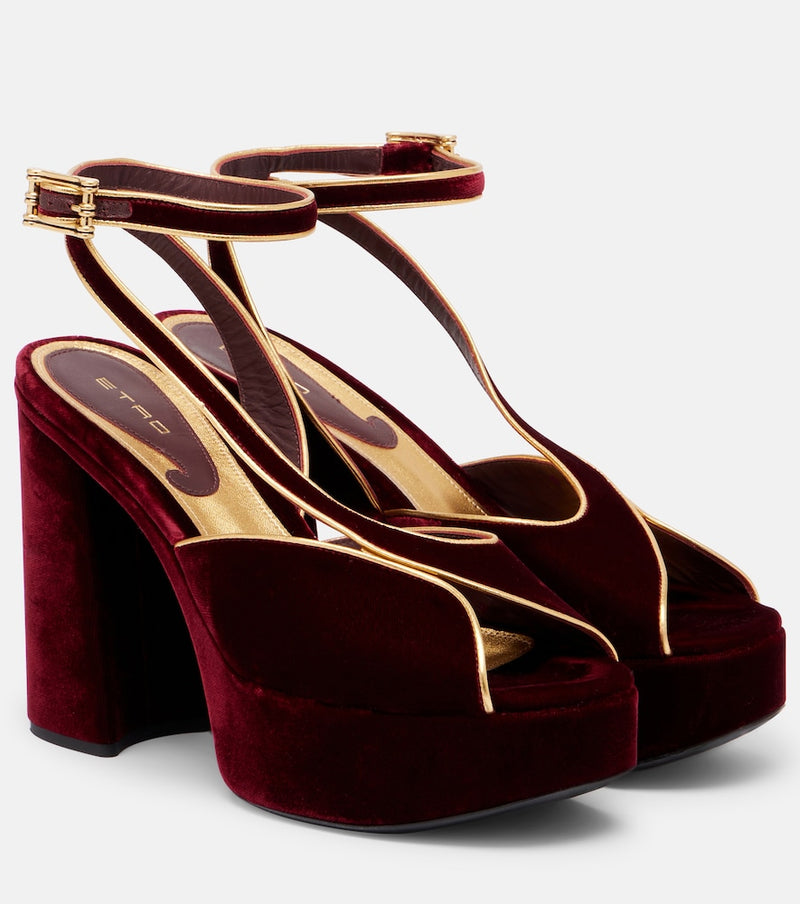 Etro 120 velvet platform sandals