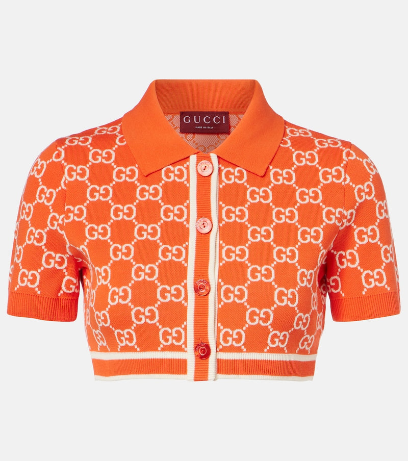 Gucci GG cropped cotton jacquard cardigan
