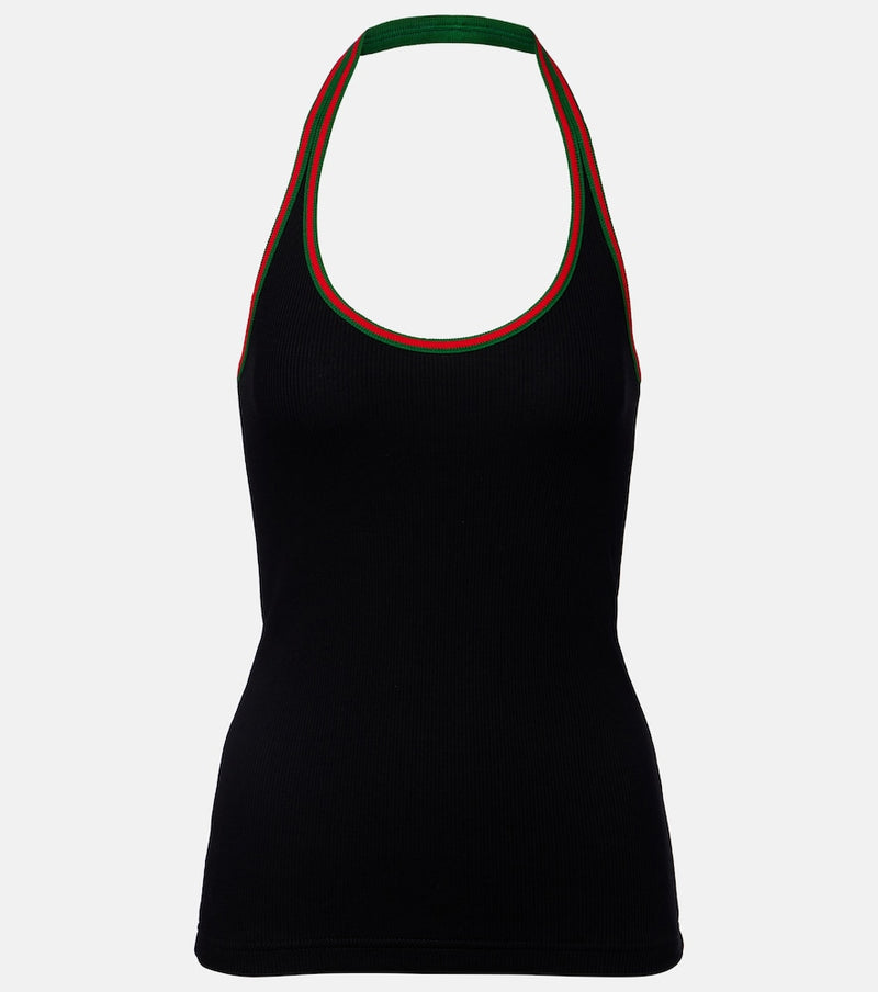Gucci Web Stripe cotton-blend jersey top
