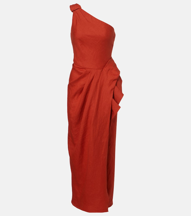 Johanna Ortiz One-shoulder linen gown