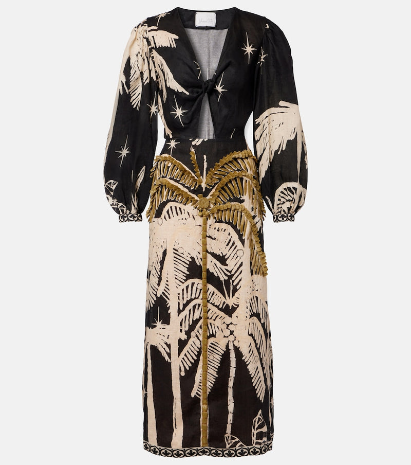 Johanna Ortiz Linen maxi dress in Black